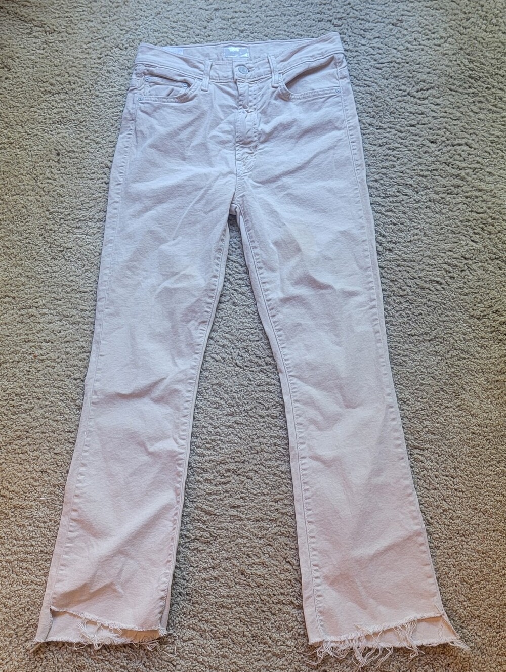 MOTHER The Insider Crop Step Fray Jeans in Chalk It Up - Size 26 - Ivory